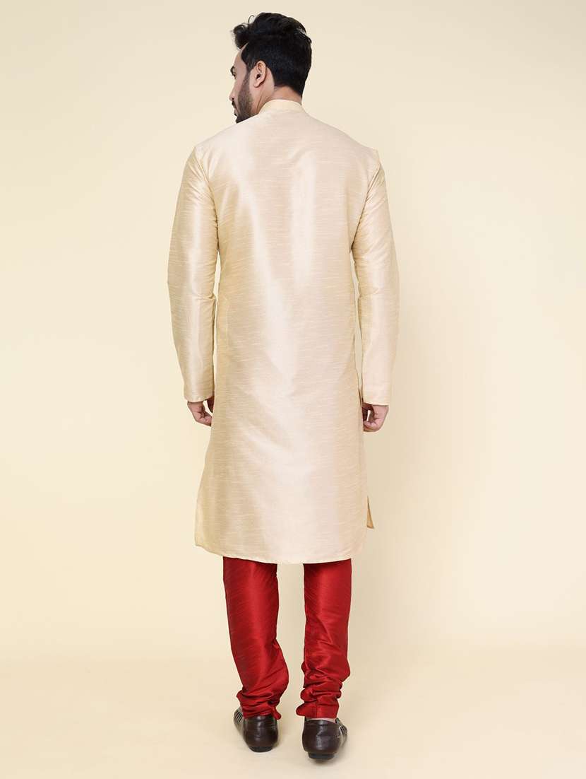 men solid long sleeve kurta churidar ethnic wear set - 22227995 -  Standard Image - 3