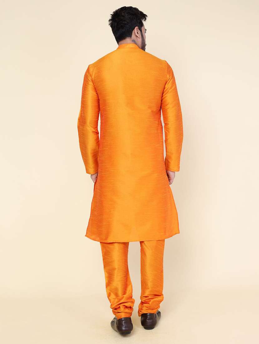 men solid long sleeve kurta churidar ethnic wear set - 22227997 -  Standard Image - 3