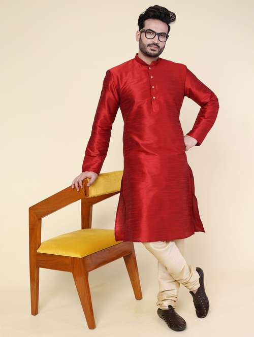 men solid long sleeve kurta churidar ethnic wear set - 22228000 -  Standard Image - 0