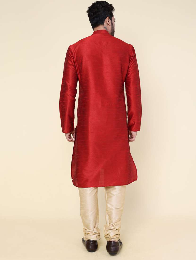 men solid long sleeve kurta churidar ethnic wear set - 22228000 -  Standard Image - 3