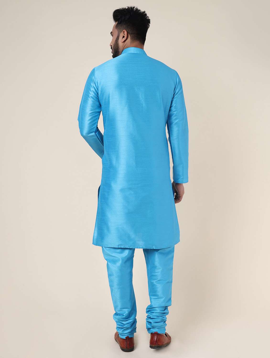 men solid long sleeve kurta churidar ethnic wear set - 22228004 -  Standard Image - 3