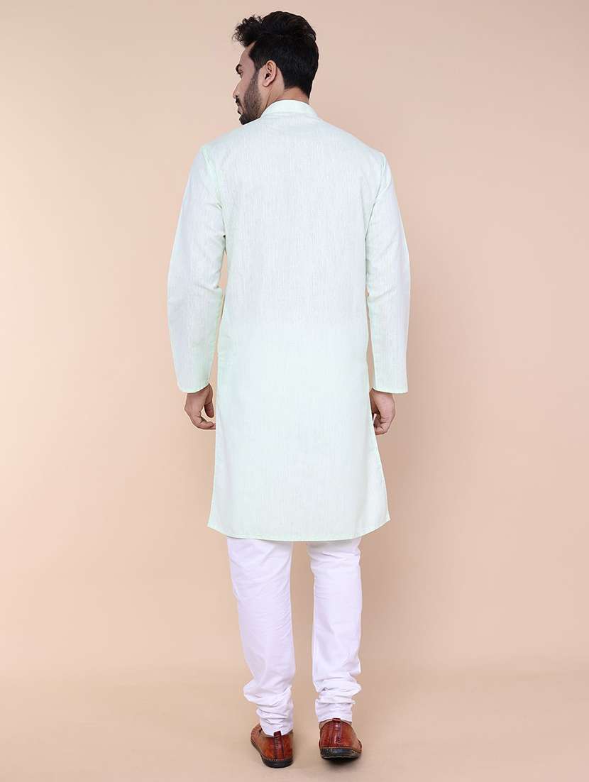 men solid long sleeve kurta churidar ethnic wear set - 22228005 -  Standard Image - 3