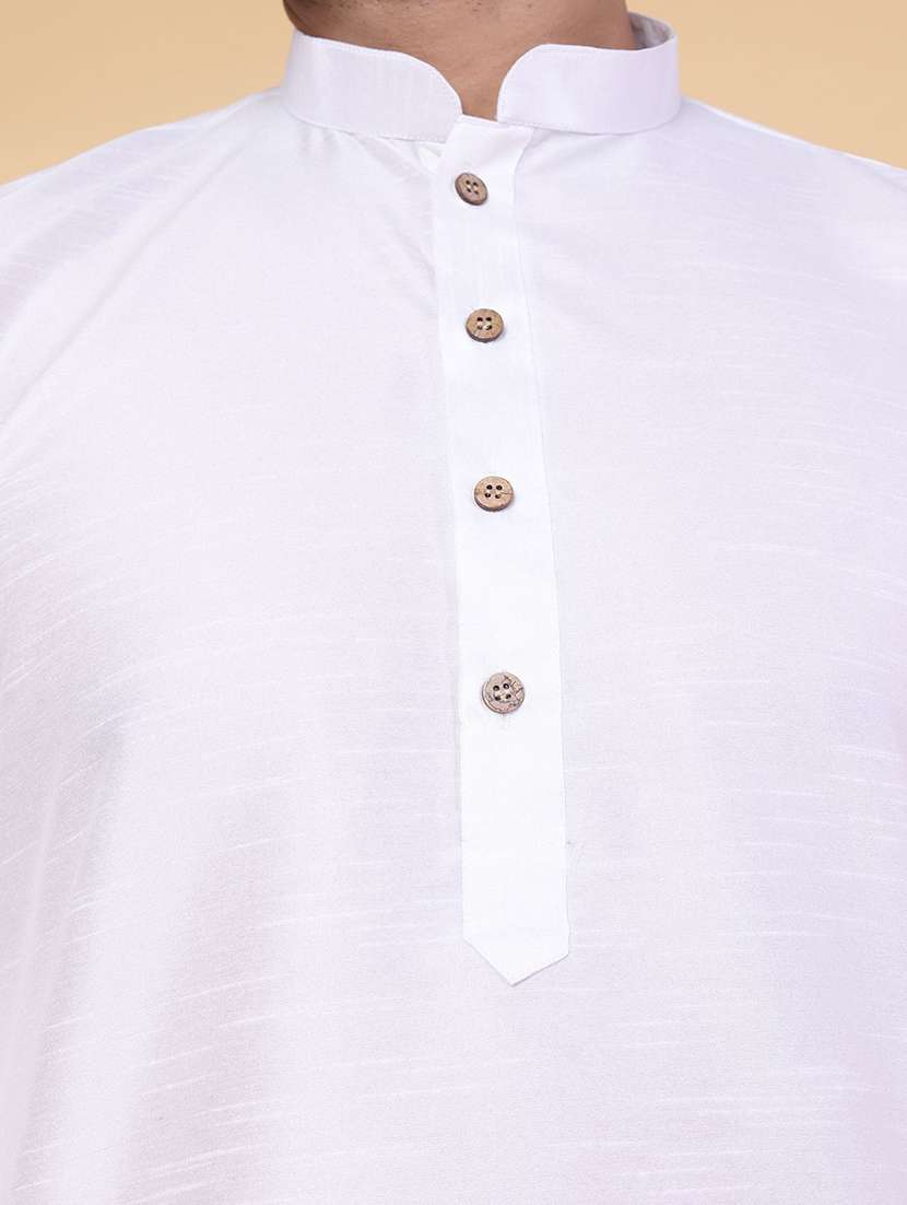 men solid mandarin neck dhoti kurta ethnic wear set - 22228006 -  Standard Image - 5