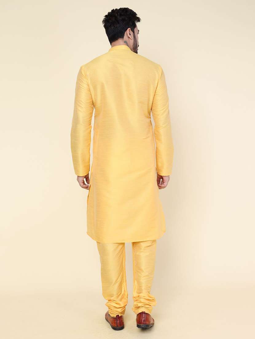 men solid long sleeve kurta churidar ethnic wear set - 22228007 -  Standard Image - 3