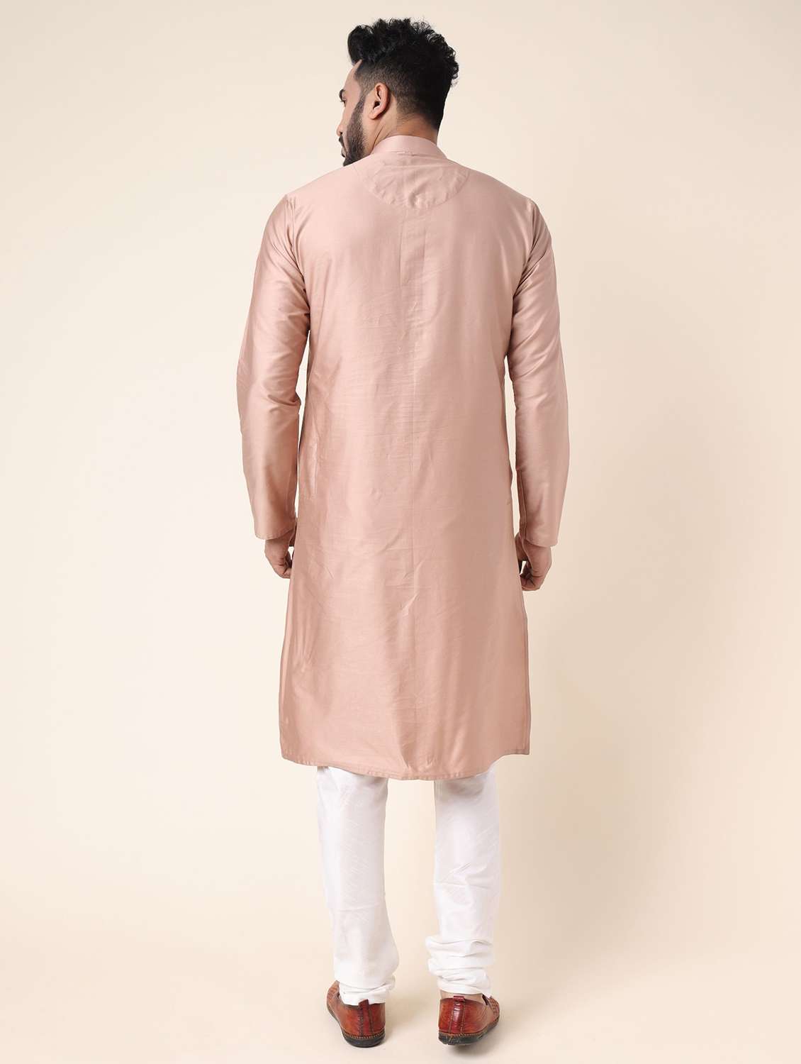 men solid with work long sleeve kurta churidar ethnic wear set - 22228008 -  Standard Image - 3