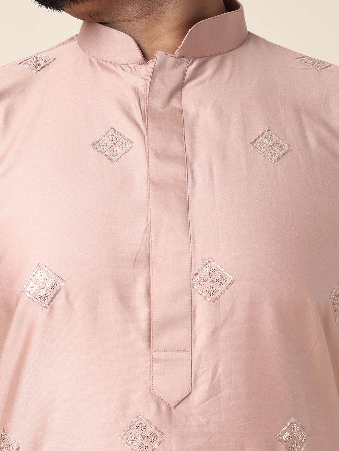 men solid with work long sleeve kurta churidar ethnic wear set - 22228008 -  Standard Image - 5