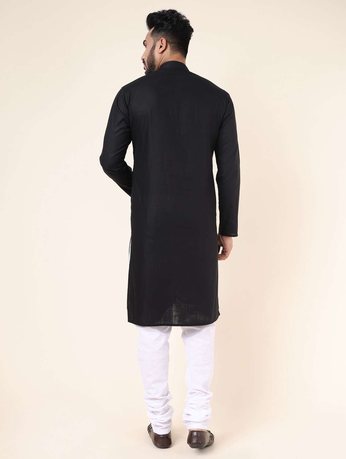 men solid long sleeve kurta churidar ethnic wear set - 22228010 -  Standard Image - 3