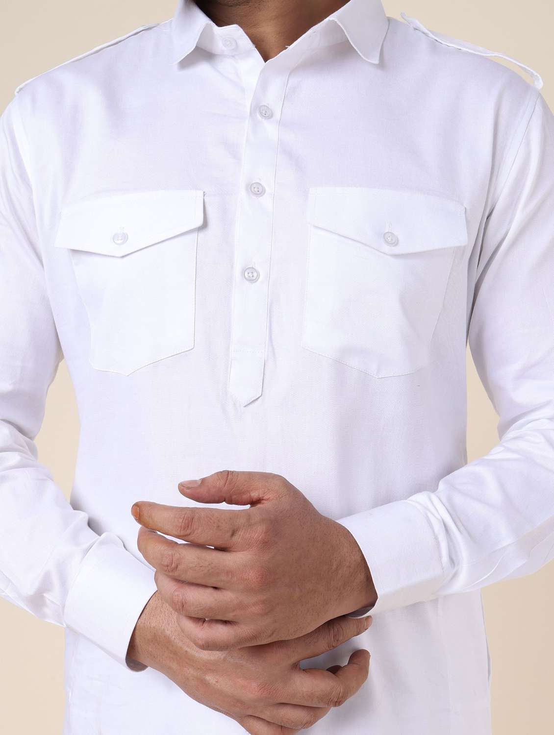 men solid long sleeve pathani ethnic wear set - 22228017 -  Standard Image - 5