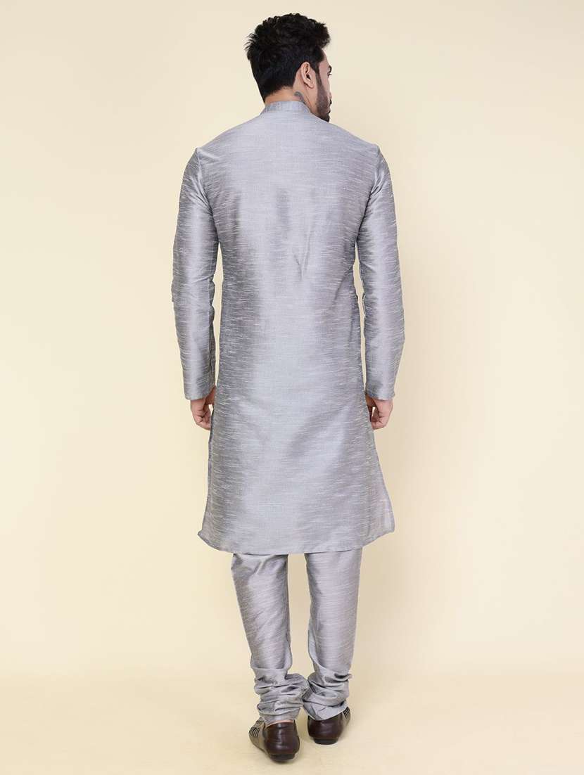 men self design long sleeve kurta churidar ethnic wear set - 22228022 -  Standard Image - 3