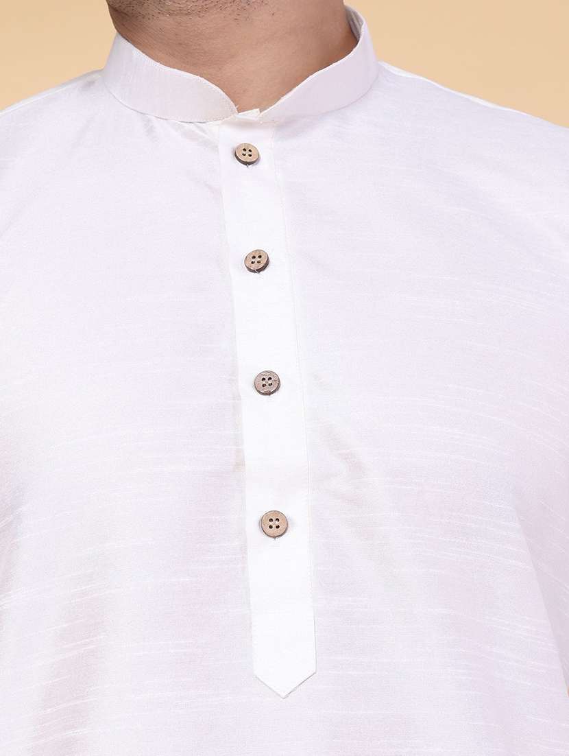 men solid mandarin neck dhoti kurta ethnic wear set - 22228024 -  Standard Image - 5