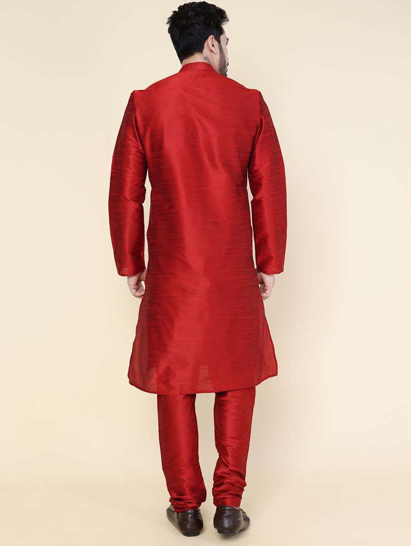 men solid long sleeve kurta churidar ethnic wear set - 22228028 -  Standard Image - 3
