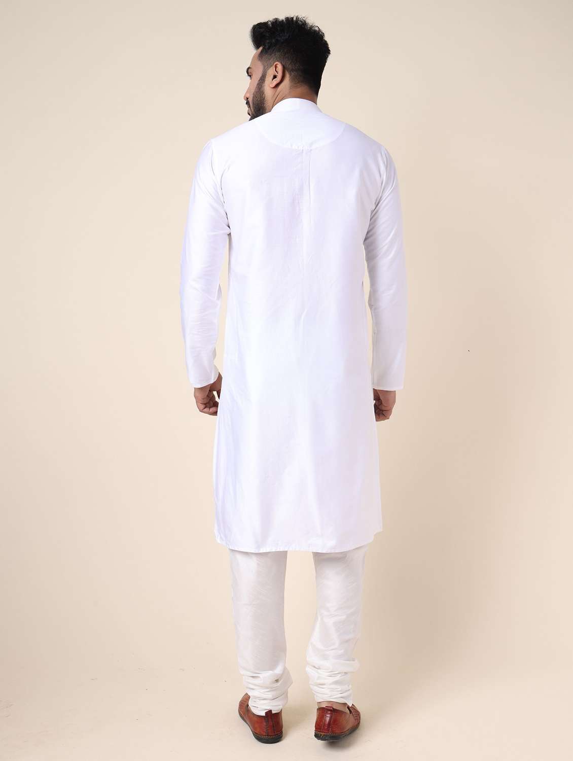 men solid with work long sleeve kurta churidar ethnic wear set - 22228030 -  Standard Image - 3