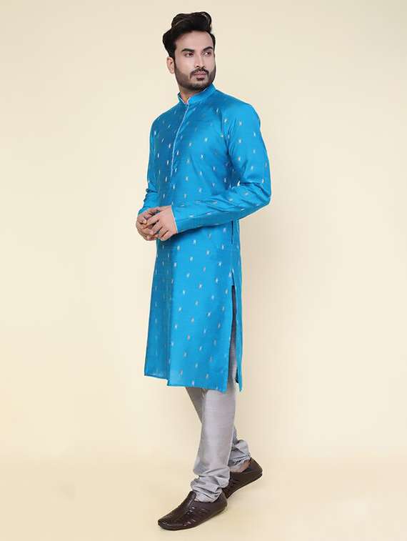 men self design long sleeve kurta churidar ethnic wear set - 22228031 -  Standard Image - 3