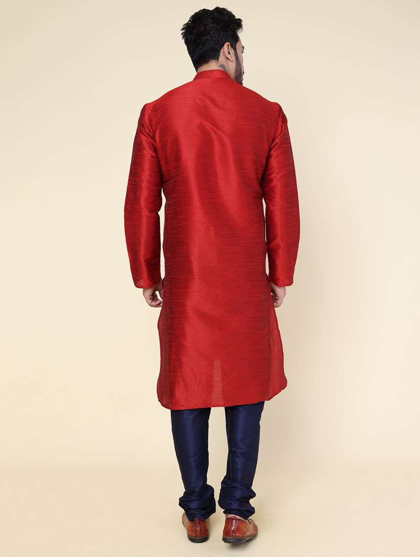 men solid long sleeve kurta churidar ethnic wear set - 22228032 -  Standard Image - 3