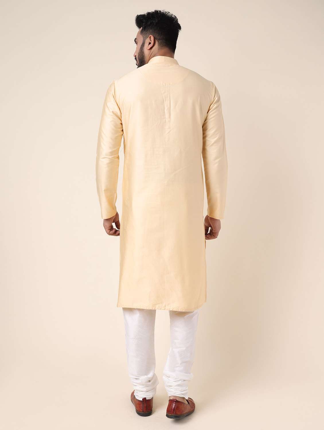 men solid with work long sleeve kurta churidar ethnic wear set - 22228033 -  Standard Image - 3