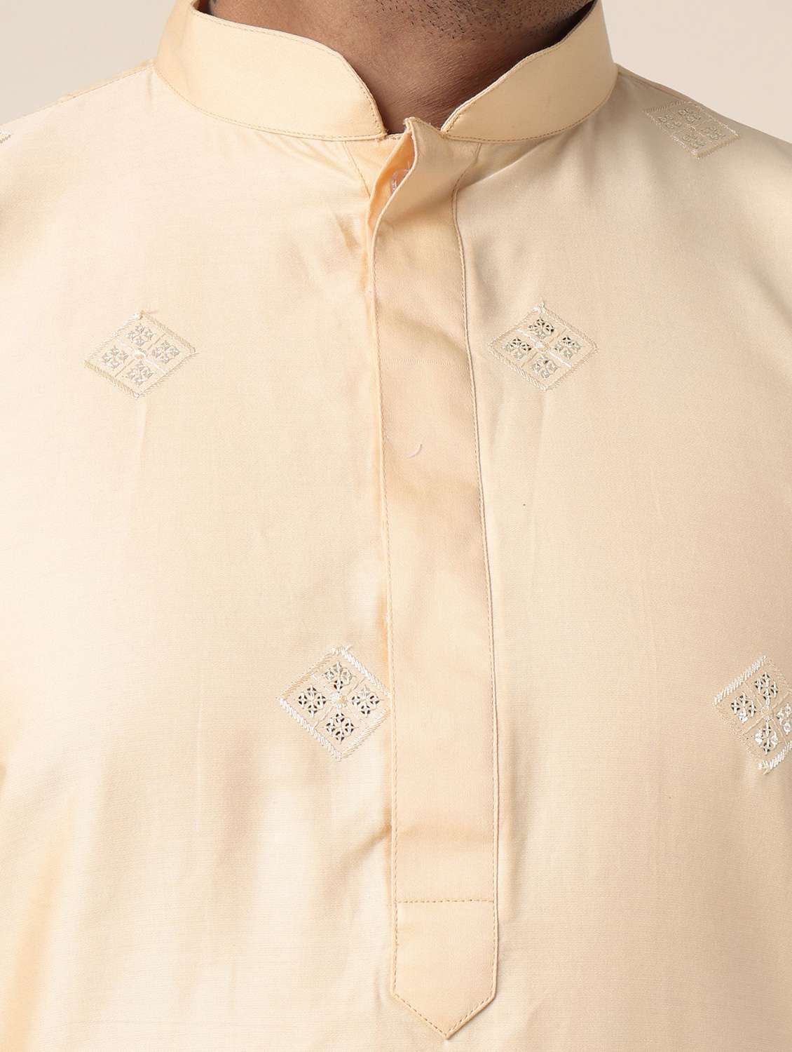 men solid with work long sleeve kurta churidar ethnic wear set - 22228033 -  Standard Image - 5