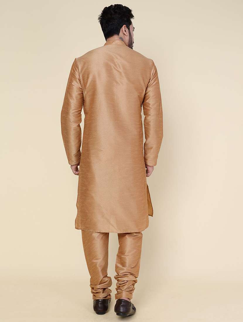 men solid long sleeve kurta churidar ethnic wear set - 22228041 -  Standard Image - 3