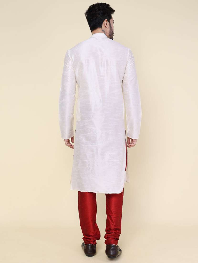 men solid long sleeve kurta churidar ethnic wear set - 22228042 -  Standard Image - 3