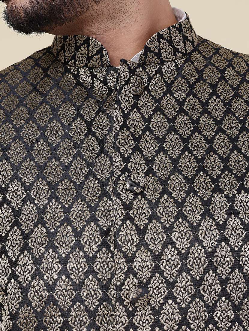 men solid mandarin neck kurta pyjama ethnic wear set - 22228044 -  Standard Image - 5