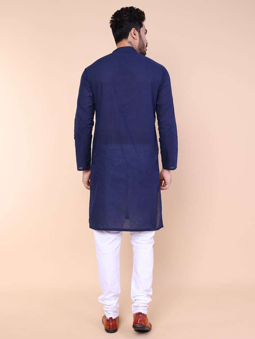 men solid long sleeve kurta churidar ethnic wear set - 22228045 -  Standard Image - 3