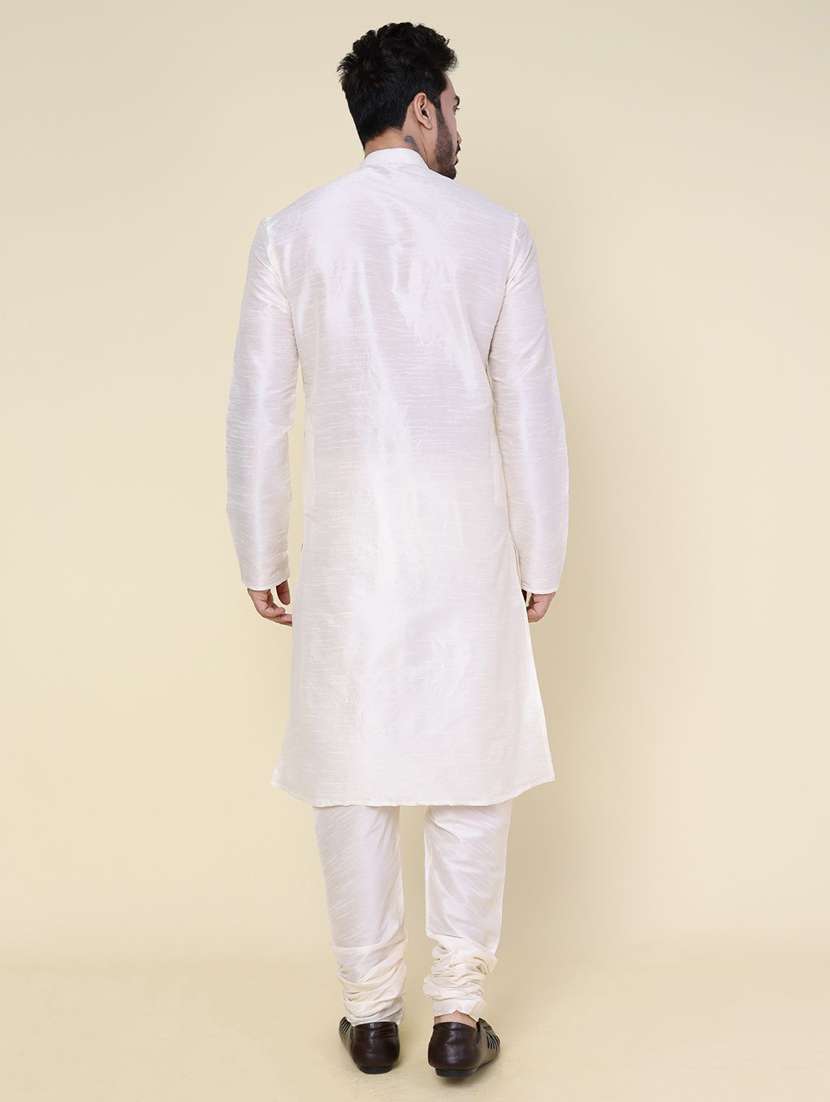 men solid long sleeve kurta churidar ethnic wear set - 22228047 -  Standard Image - 3