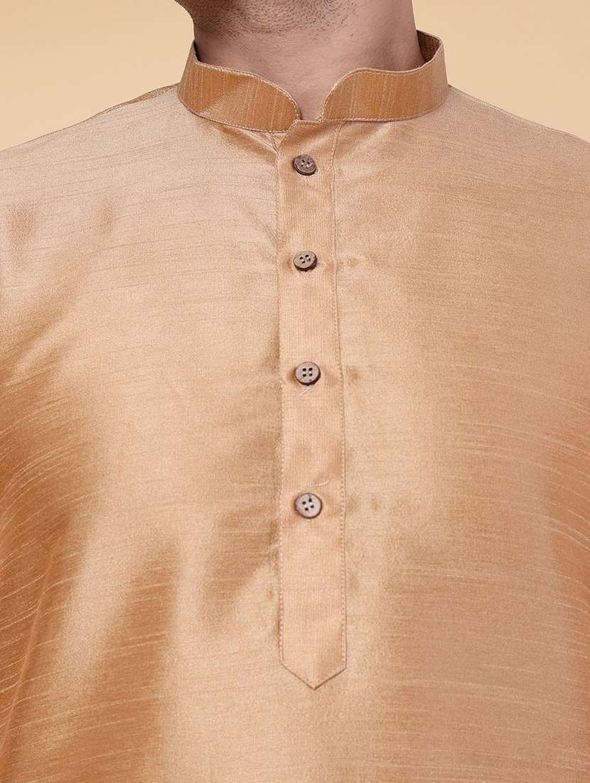 men solid mandarin neck dhoti kurta ethnic wear set - 22228050 -  Standard Image - 5