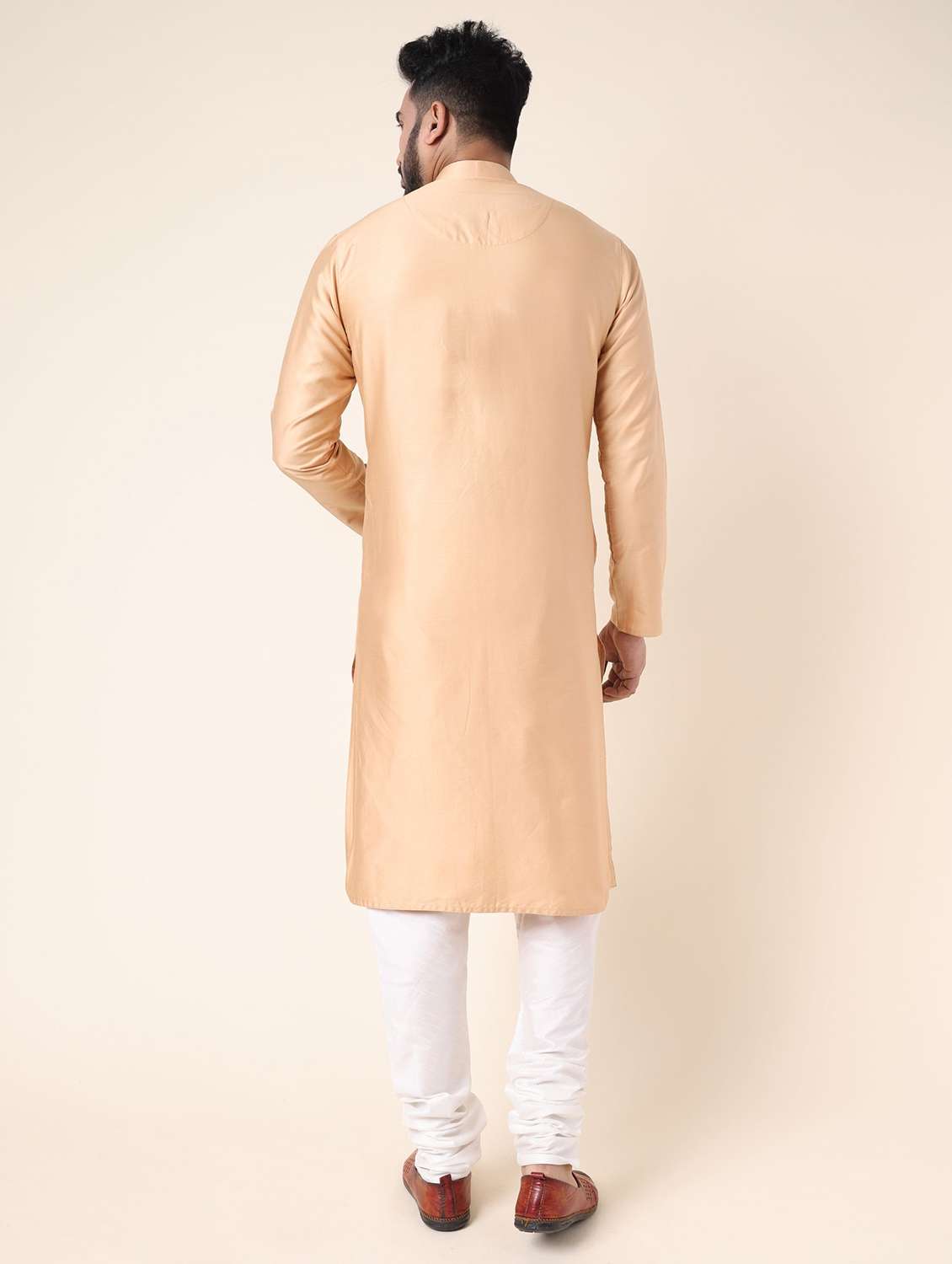 men solid with work long sleeve kurta churidar ethnic wear set - 22228052 -  Standard Image - 3