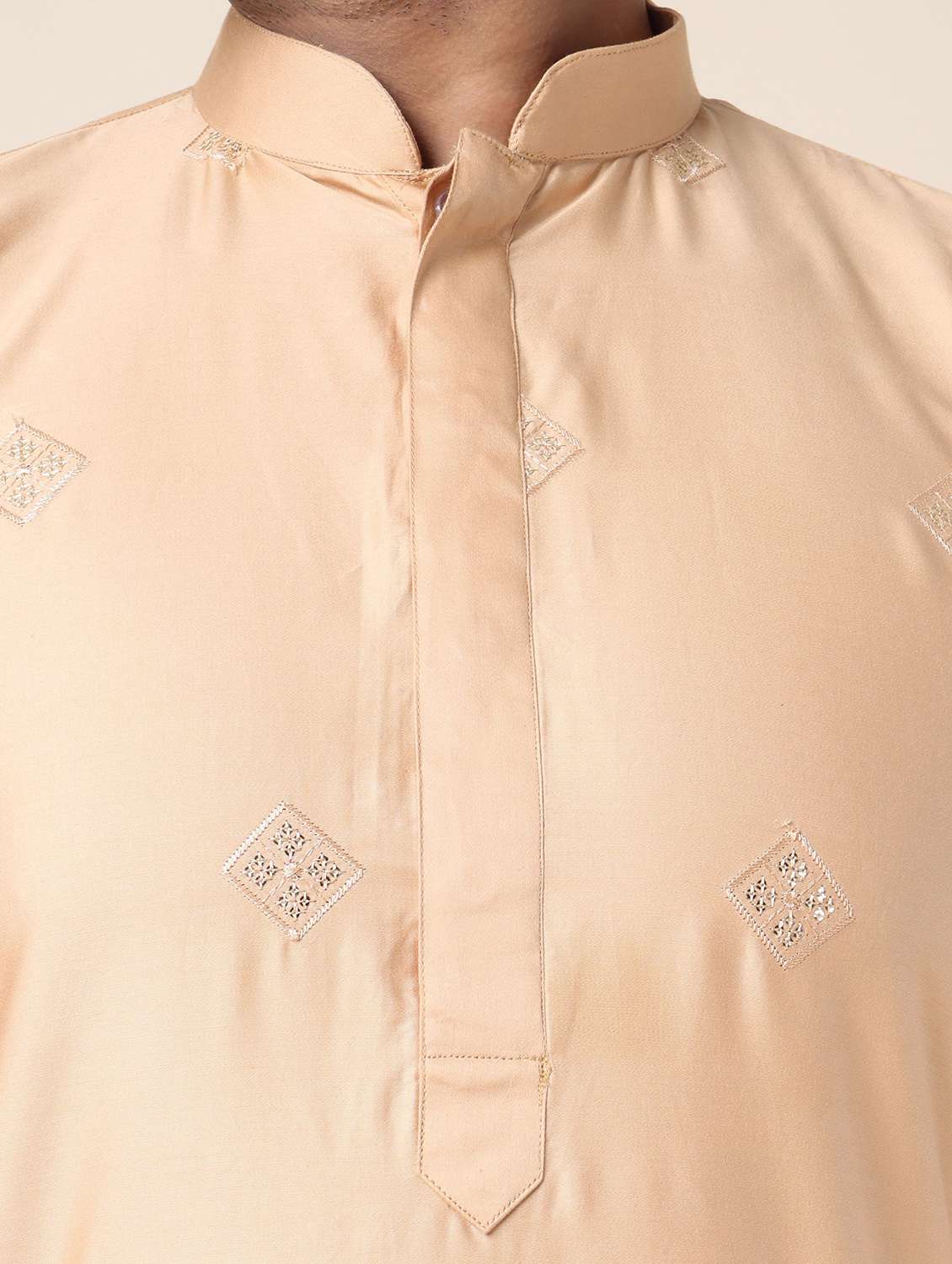 men solid with work long sleeve kurta churidar ethnic wear set - 22228052 -  Standard Image - 5