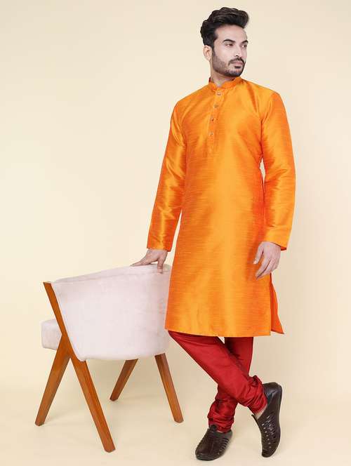 men solid long sleeve kurta churidar ethnic wear set - 22228053 -  Standard Image - 0