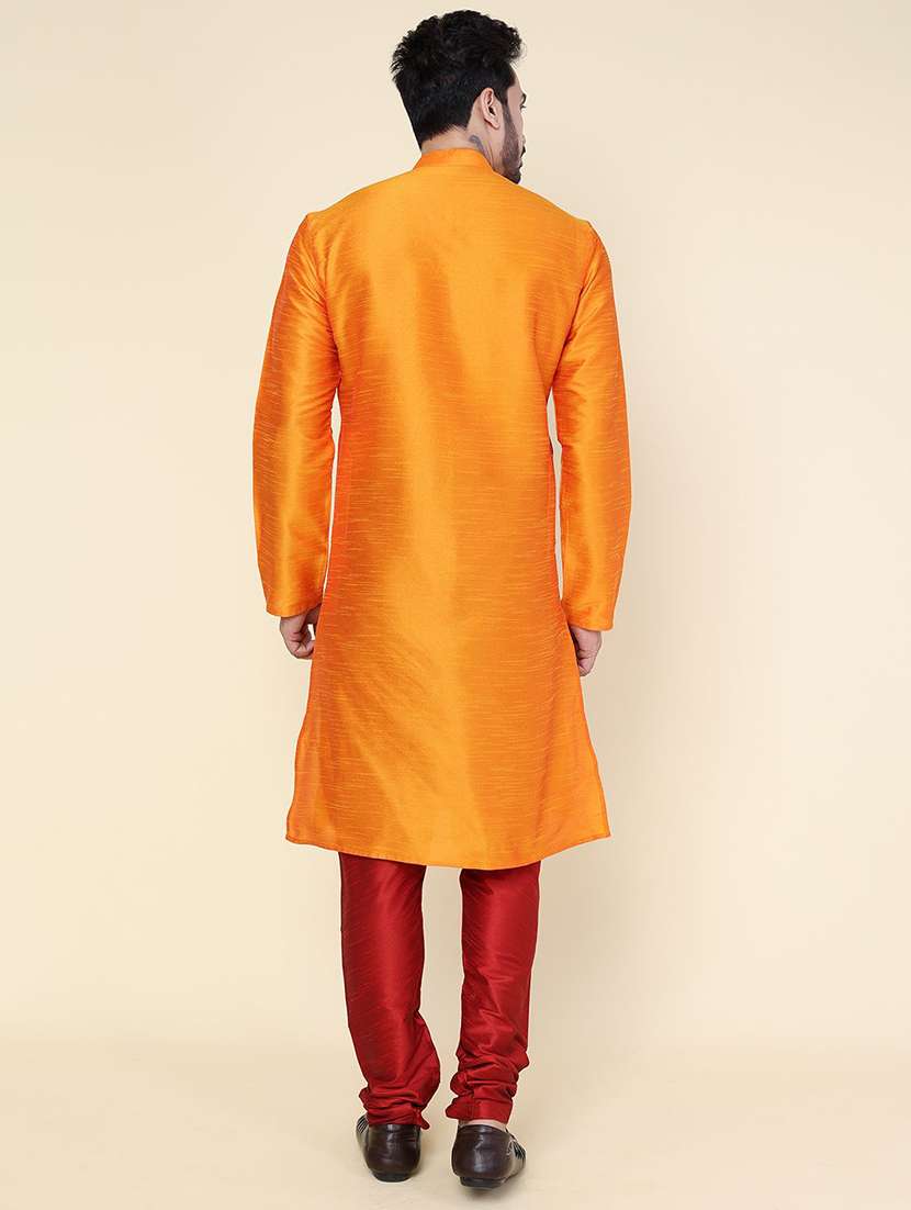 men solid long sleeve kurta churidar ethnic wear set - 22228053 -  Standard Image - 3