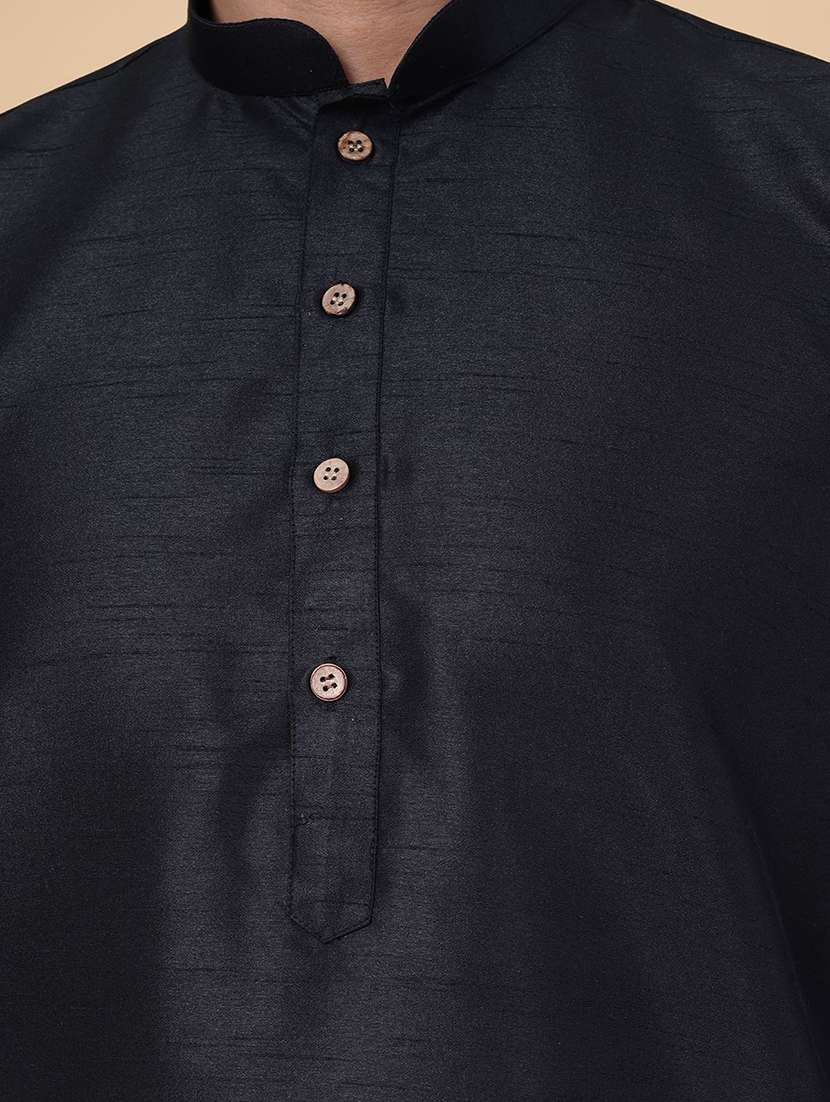 men solid mandarin neck dhoti kurta ethnic wear set - 22228057 -  Standard Image - 5