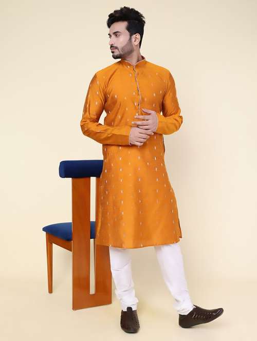 men self design mandarin neck kurta churidar ethnic wear set - 22228060 -  Standard Image - 0
