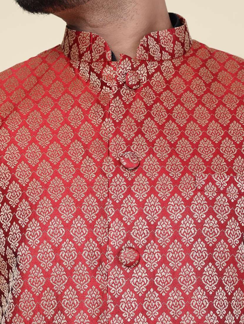 men solid mandarin neck kurta pyjama ethnic wear set - 22228062 -  Standard Image - 5