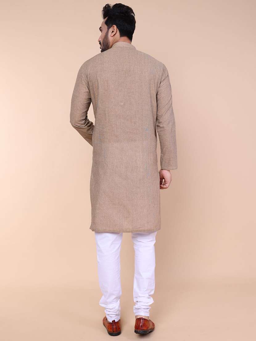 men solid long sleeve kurta churidar ethnic wear set - 22228063 -  Standard Image - 3