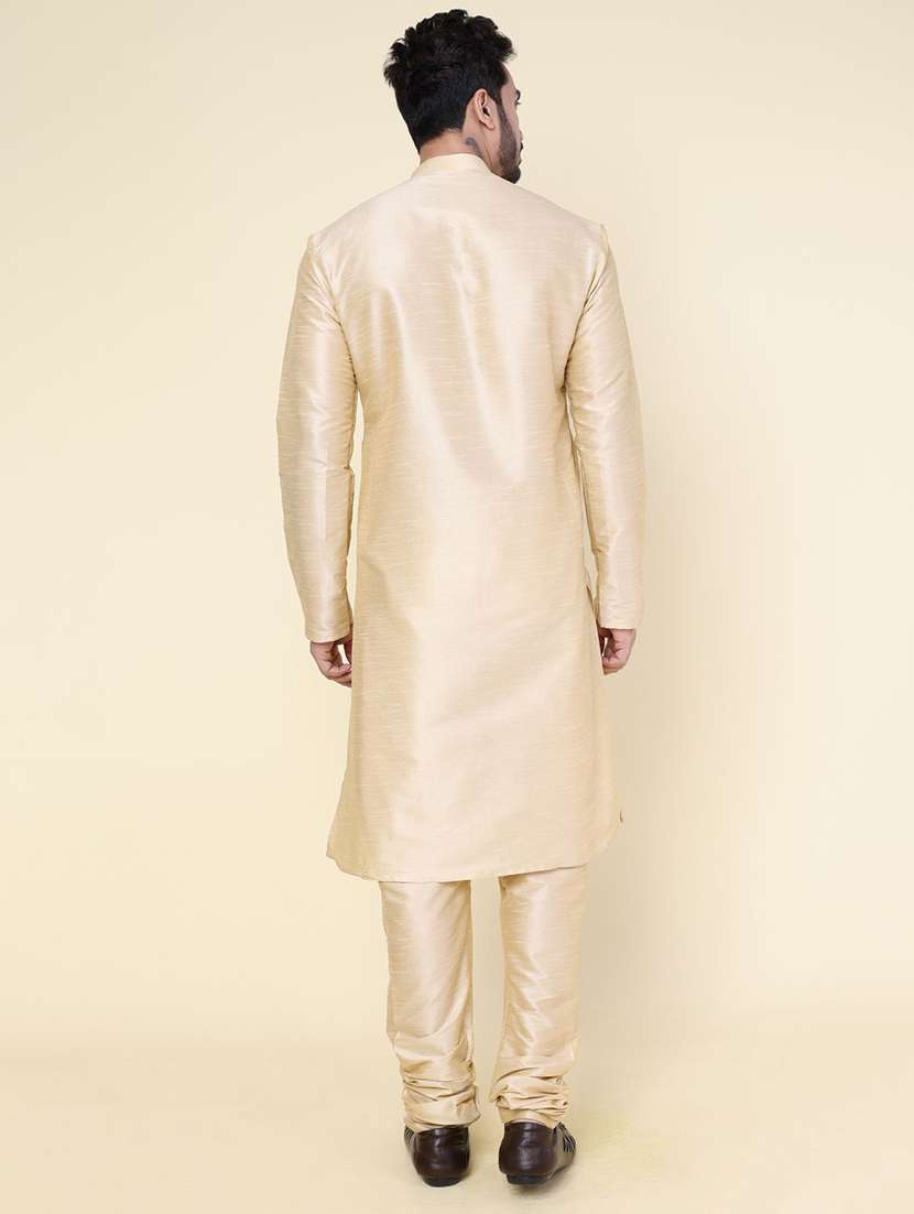 men solid long sleeve kurta churidar ethnic wear set - 22228066 -  Standard Image - 3