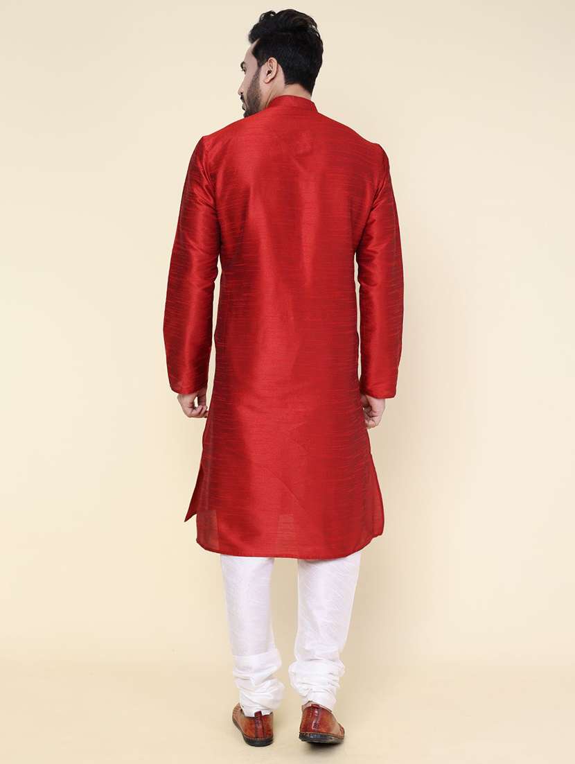 men solid long sleeve kurta churidar ethnic wear set - 22228067 -  Standard Image - 3