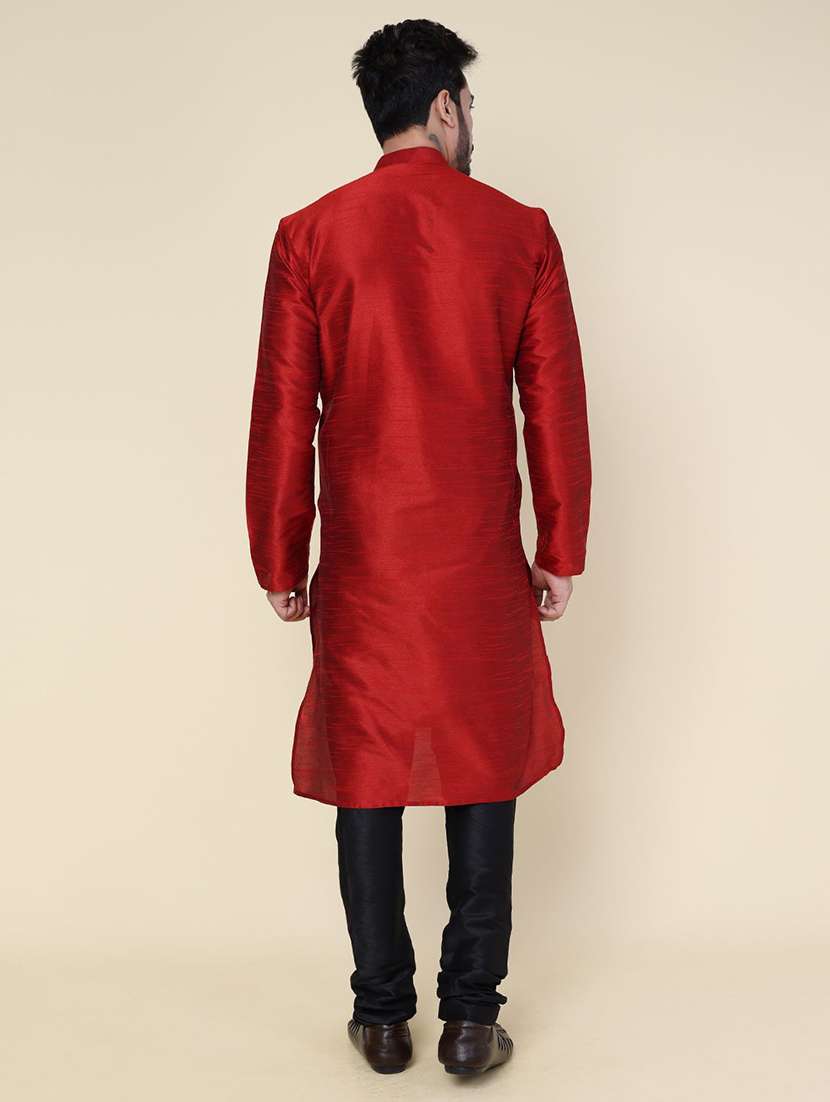men solid long sleeve kurta churidar ethnic wear set - 22228068 -  Standard Image - 3