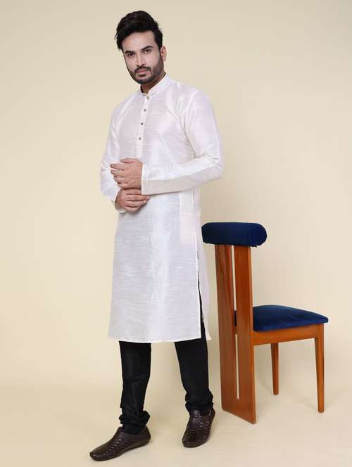 men solid long sleeve kurta churidar ethnic wear set - 22228070 -  Standard Image - 0