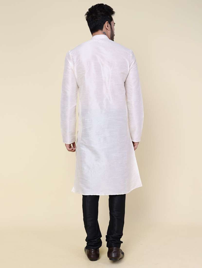men solid long sleeve kurta churidar ethnic wear set - 22228070 -  Standard Image - 3