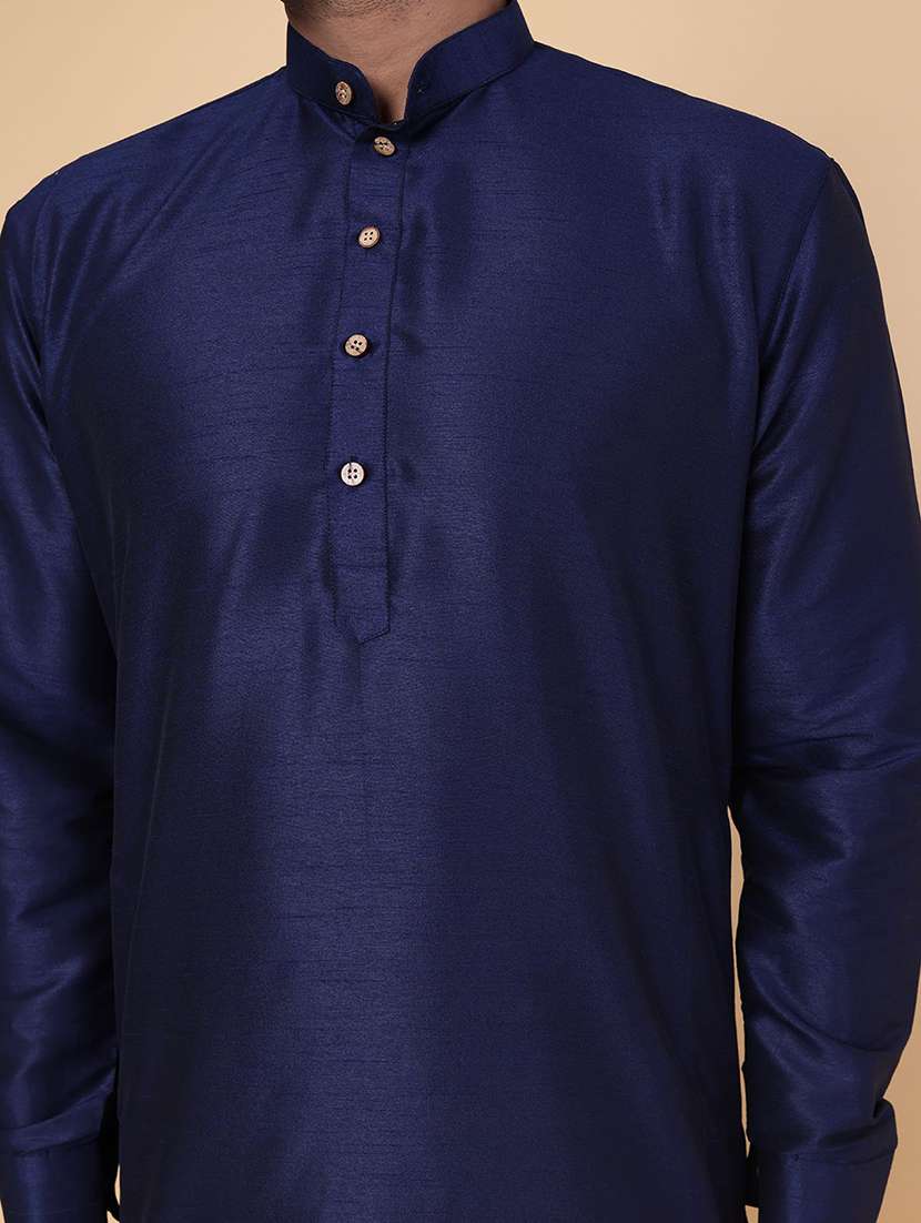 men solid mandarin neck dhoti kurta ethnic wear set - 22228072 -  Standard Image - 5