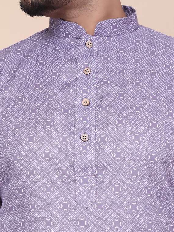 purple cotton blend kurta pyjama ethnic wear set - 22228075 -  Standard Image - 5