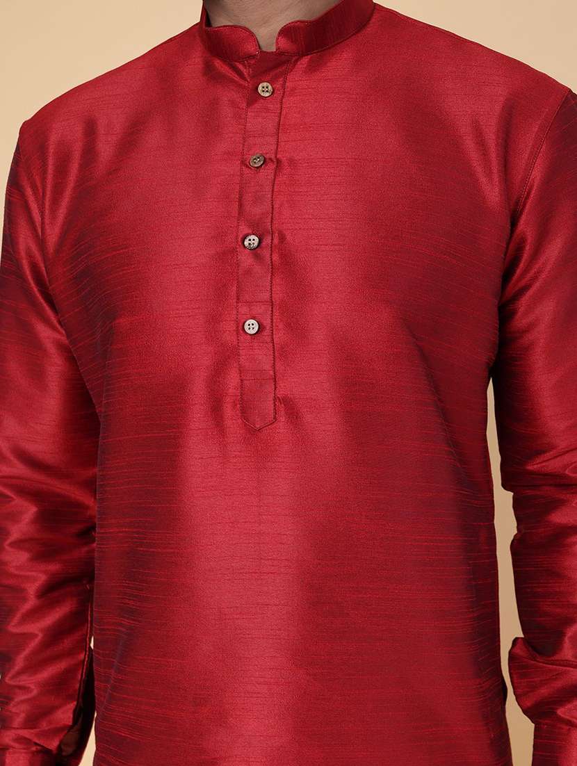 maroon silk blend dhoti kurta ethnic wear set - 22228076 -  Standard Image - 5