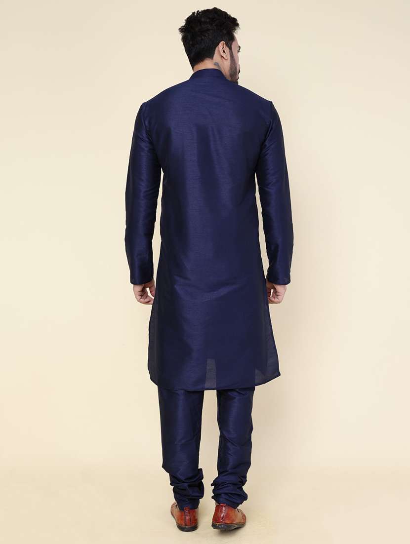 men solid long sleeve kurta churidar ethnic wear set - 22228079 -  Standard Image - 3