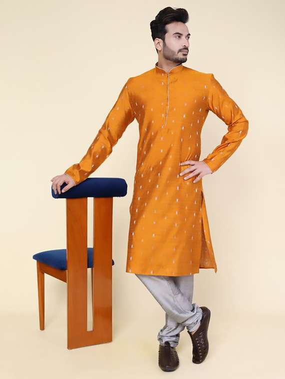 men self design long sleeve kurta churidar ethnic wear set - 22228082 -  Zoom Image - 0