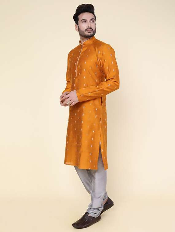 men self design long sleeve kurta churidar ethnic wear set - 22228082 -  Standard Image - 3