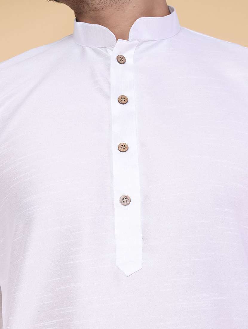 men solid mandarin neck dhoti kurta ethnic wear set - 22228084 -  Standard Image - 5