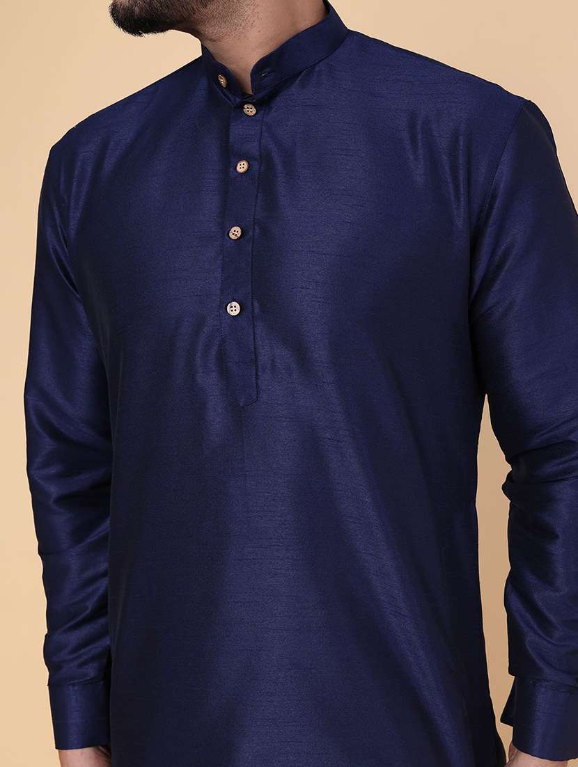 men solid mandarin neck dhoti kurta ethnic wear set - 22228085 -  Standard Image - 5