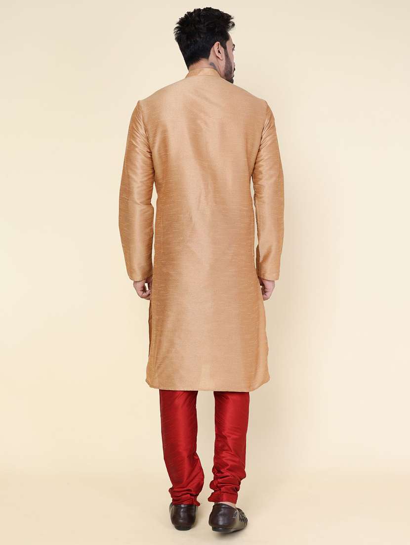 men solid long sleeve kurta churidar ethnic wear set - 22228088 -  Standard Image - 3