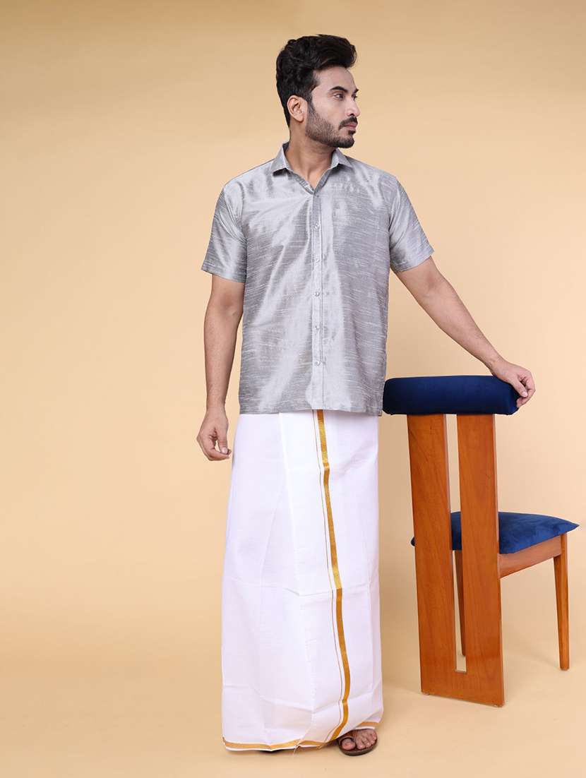 men solid short sleeve regular fit casual shirt - 22228115 -  Standard Image - 3