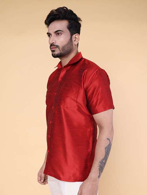 men solid short sleeve regular fit casual shirt - 22228116 -  Standard Image - 0